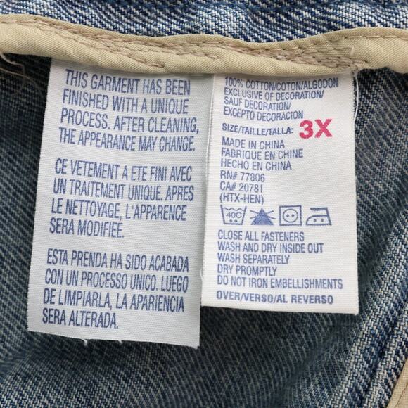 Tommy Hilfiger Jacket Plus Size 3X Blue Cotton Denim Jean Snaps Pockets Vintage - Picture 15 of 16